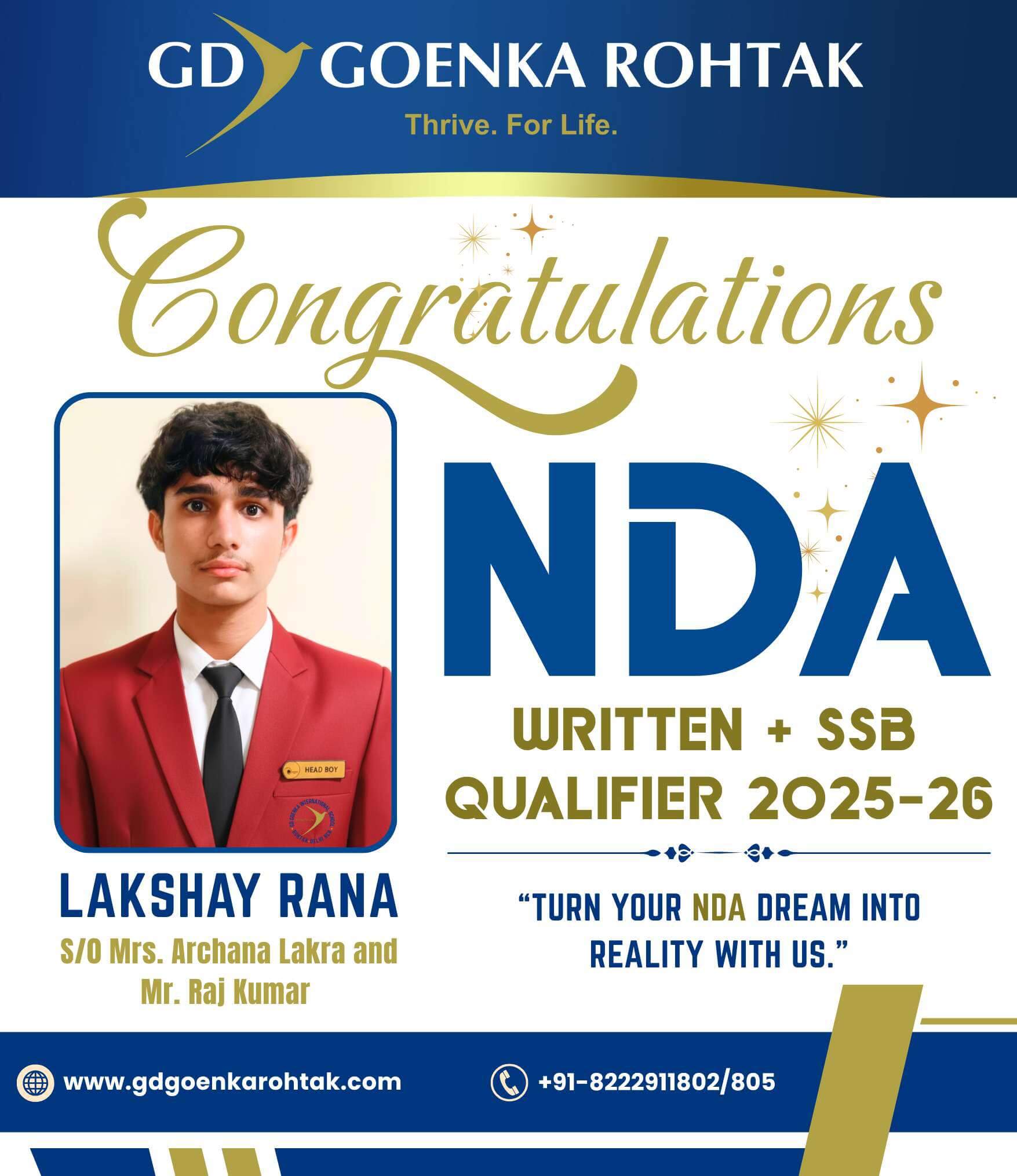 Lakshay Rana NDA Qualifier